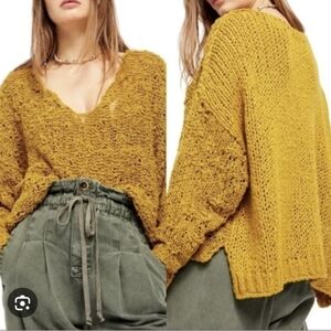 Free People Sunday Shore Pullover Sweater Yellow